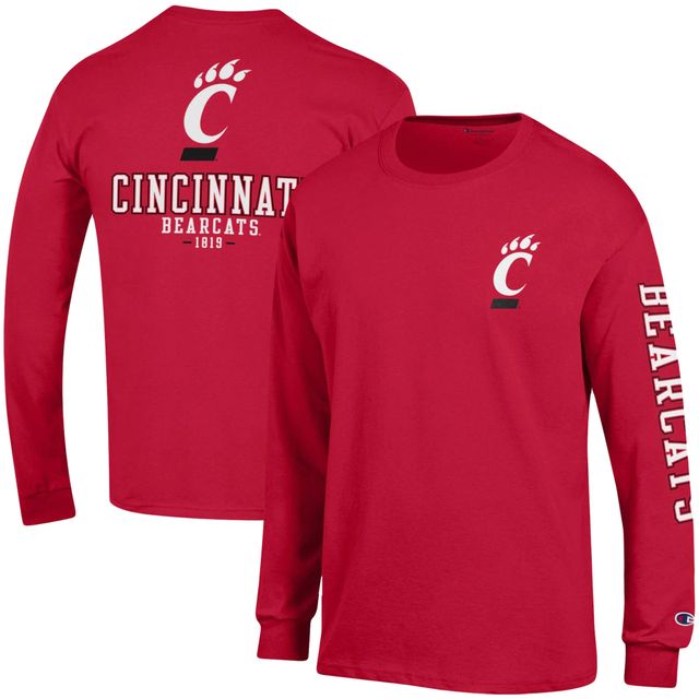 T-shirt à manches longues Champion Red Cincinnati Bearcats Team Stack pour homme