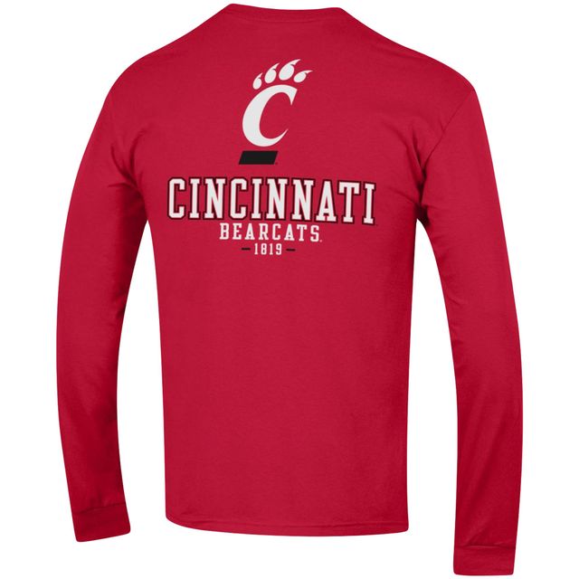 T-shirt à manches longues Champion Red Cincinnati Bearcats Team Stack pour homme