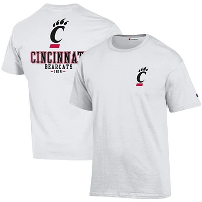 T-shirt blanc Champion Cincinnati Bearcats Stack 2-Hit pour homme