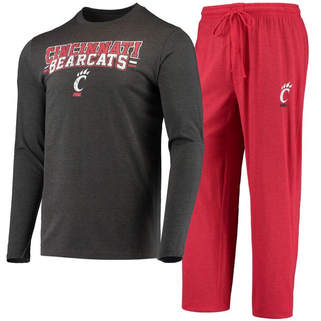 Concepts Sport T-shirt et pantalon à manches longues pour homme Cincinnati Bearcats Meter Rouge/anthracite chiné