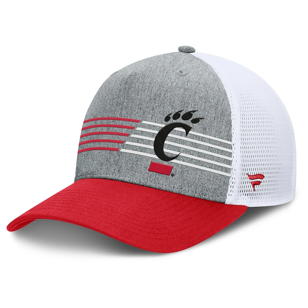 Casquette ajustable Fanatics pour hommes, gris chiné/rouge, Cincinnati Bearcats Profile Trucker