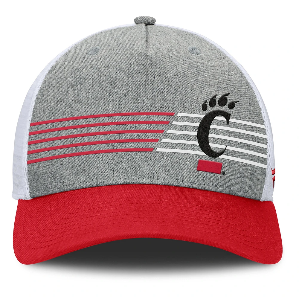 Casquette ajustable Fanatics pour hommes, gris chiné/rouge, Cincinnati Bearcats Profile Trucker