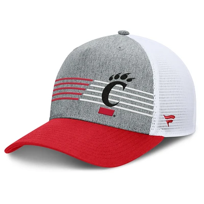 Casquette ajustable Fanatics pour hommes, gris chiné/rouge, Cincinnati Bearcats Profile Trucker