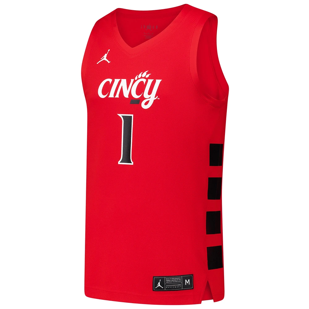 Men's Jordan Brand #1 Red Cincinnati Bearcats  Replica Basketball Jersey
