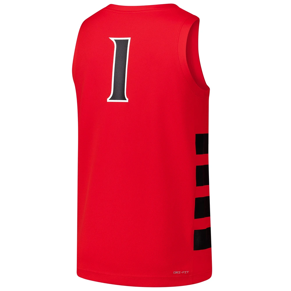 Men's Jordan Brand #1 Red Cincinnati Bearcats  Replica Basketball Jersey