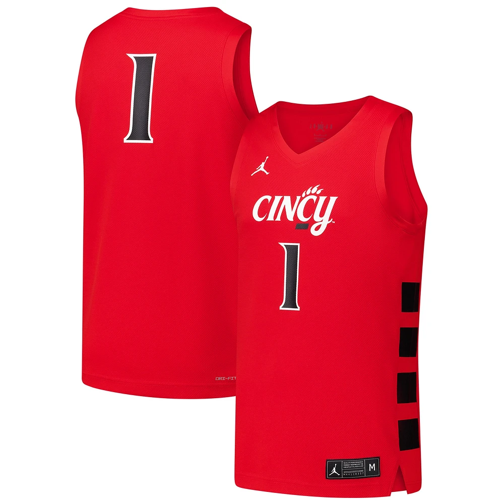 Men's Jordan Brand #1 Red Cincinnati Bearcats Replica Basketball Jersey