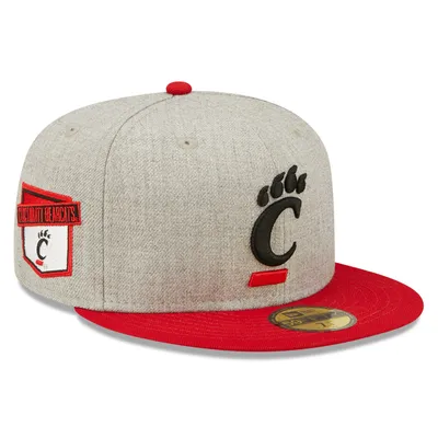 Men's New Era Heather Gray/Red Louisville Cardinals Patch 59FIFTY