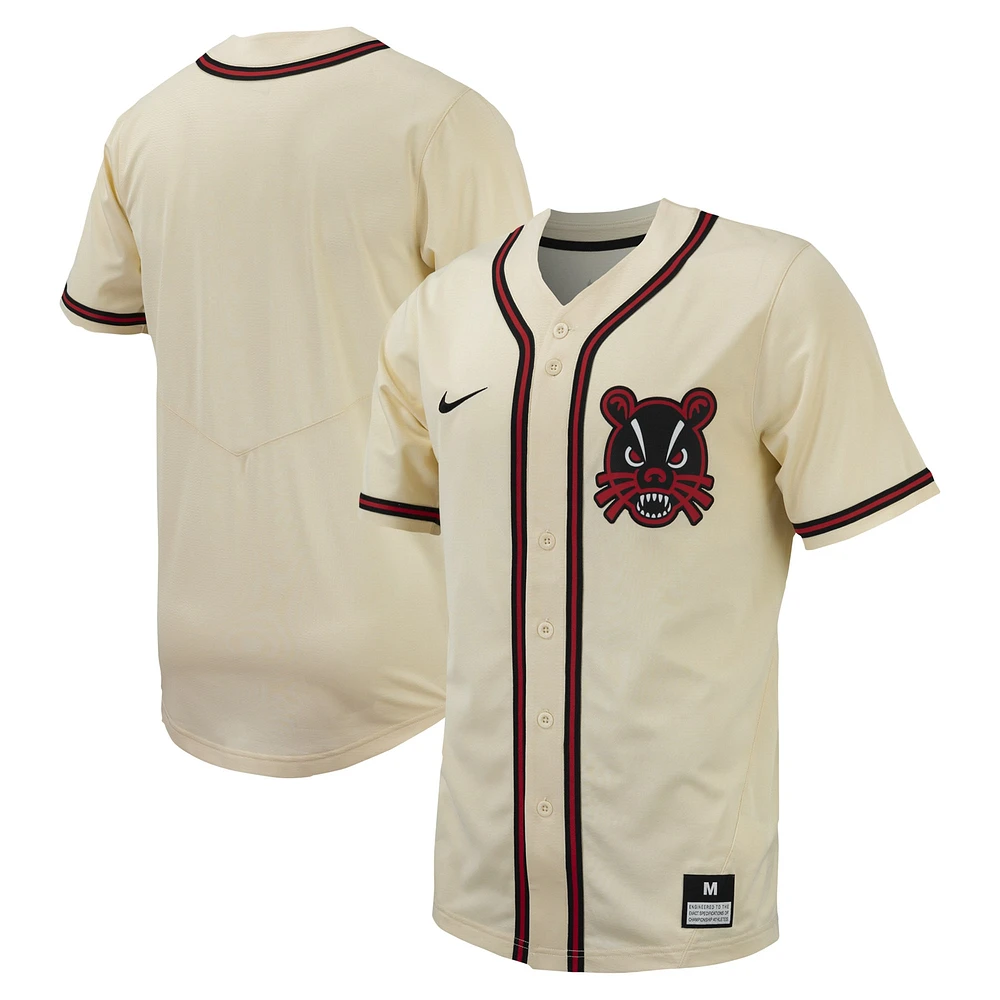 Maillot de baseball réplique à boutons complets Nike naturel pour hommes des Cincinnati Bearcats