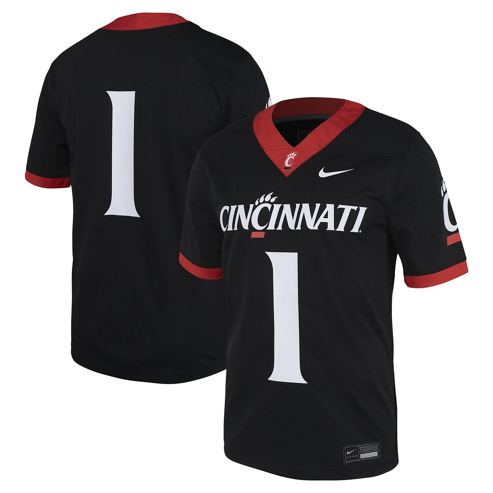 Maillot de football intouchable Nike #1 noir des Cincinnati Bearcats pour homme