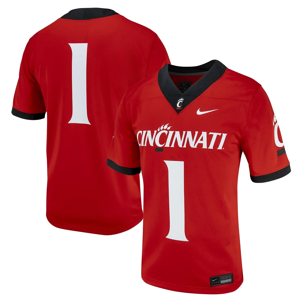 Maillot de football intouchable Nike #1 des Bearcats Cincinnati rouge pour homme