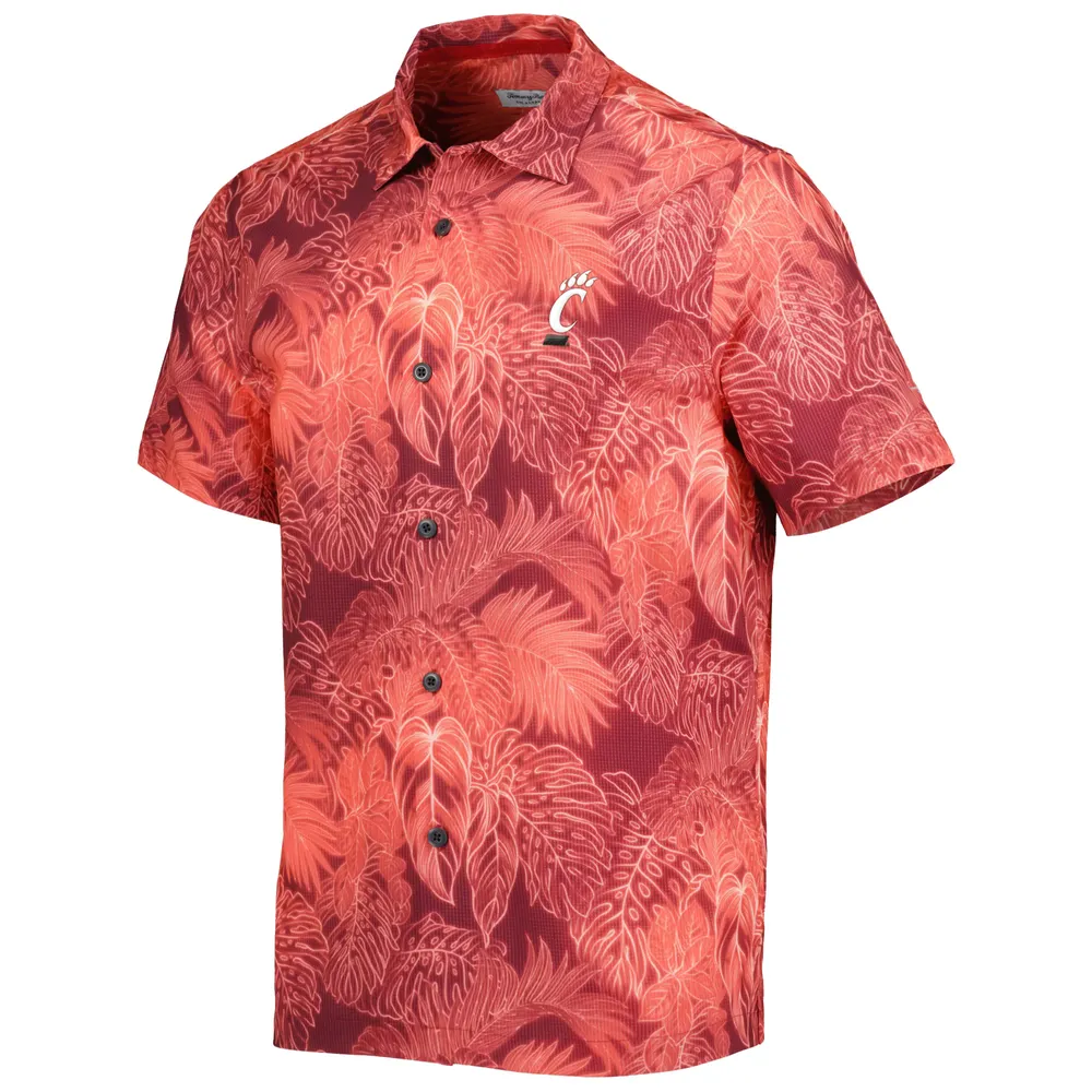 Men's Tommy Bahama Red Cincinnati Bearcats Coast Luminescent Frond Camp IslandZone Button-Up Shirt