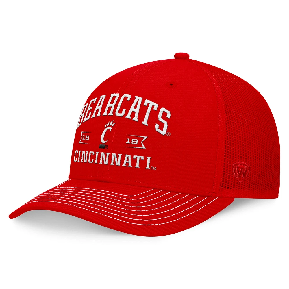 Casquette réglable Top of the World pour hommes, Cincinnati Bearcats Carson Trucker rouge