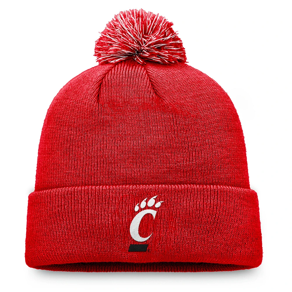 Men's Top of the World Red Cincinnati Bearcats Team Logo Cuffed Knit Hat with Pom