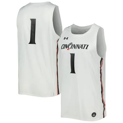 Men's Under Armour #1 White Cincinnati Bearcats Team Replica Basketball Jersey