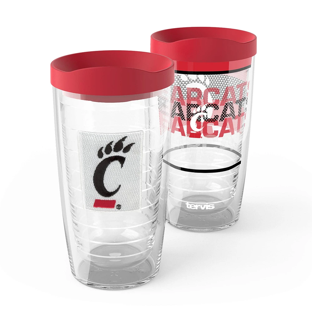 Tervis Cincinnati Bearcats, paquet de 2, 16 oz. Ensemble de gobelets concurrents et emblèmes