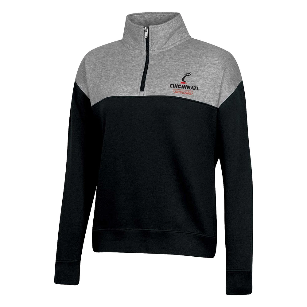 Sweat-shirt noir à quart de zip color-block Cincinnati Bearcats Champion pour femme