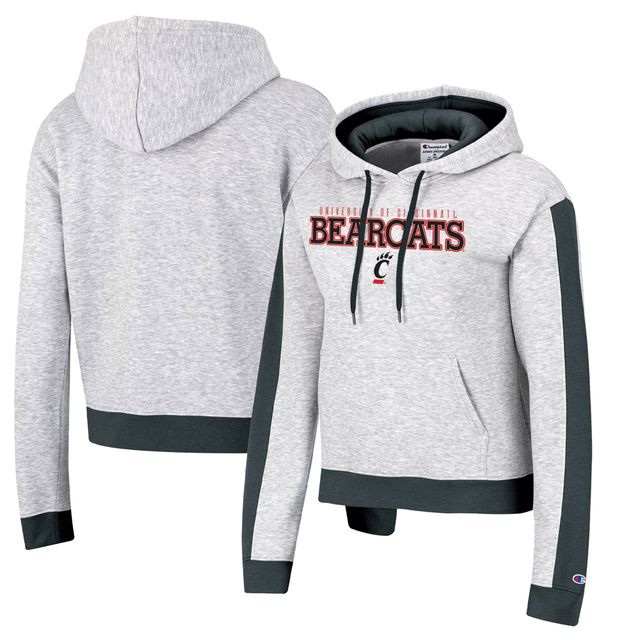 Sweat à capuche court enfiler triple mélange Boxy Champion pour femme, gris chiné, Bearcats de Cincinnati