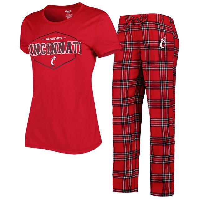 Concepts Sport Rouge/noir Cincinnati Bearcats Badge T-shirt et pantalon en flanelle Ensemble de nuit