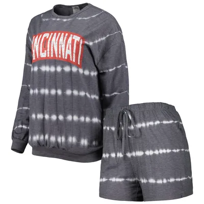 Cincinnati Bearcats Gameday Couture Women's All About Stripes Tri-Blend Long Sleeve T-Shirt & Shorts Set - Gray