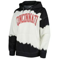 Women's Gameday Couture White/Black Cincinnati Bearcats For the Fun Double Dip-Dyed Pullover Hoodie