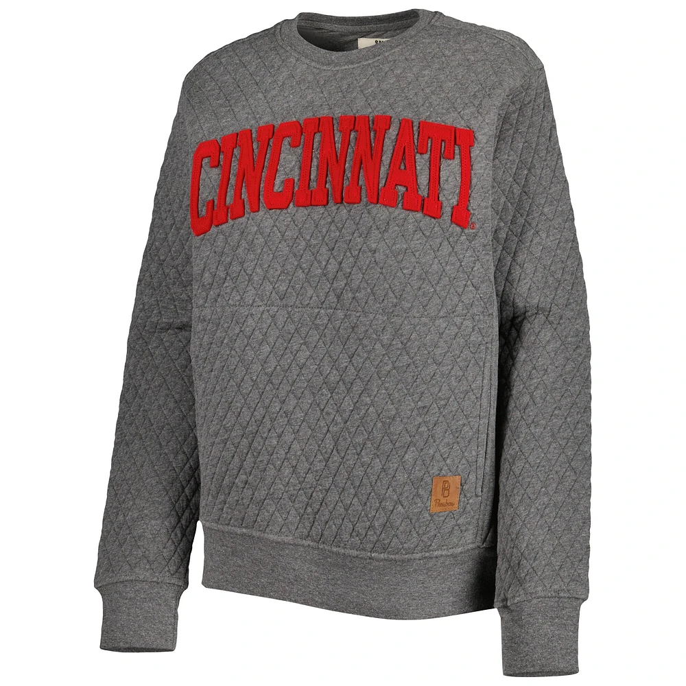 Sweat-shirt matelassé pour femme Pressbox Heather Charcoal Cincinnati Bearcats Moose