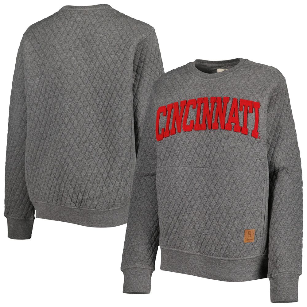 Women's Pressbox Heather Charcoal Cincinnati Bearcats Moose Quilted Pullover Sweatshirt