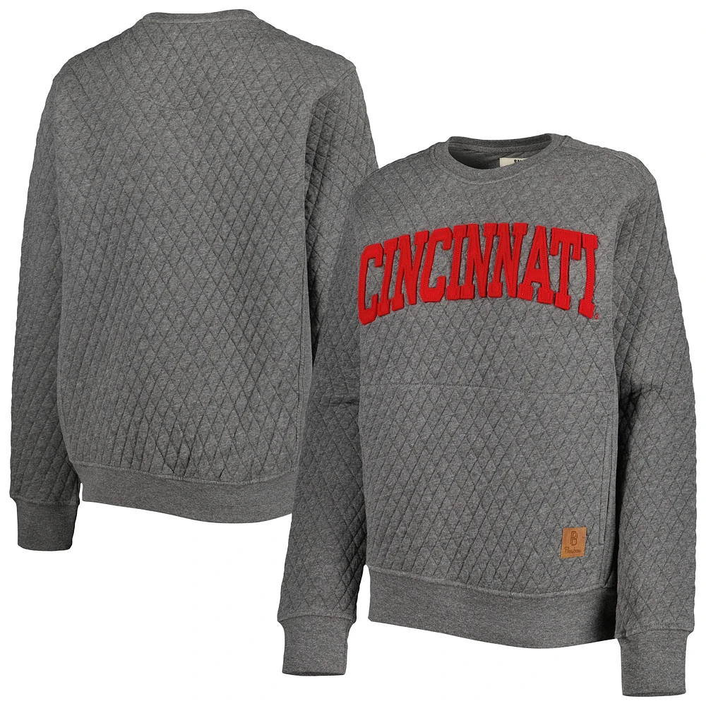 Sweat-shirt matelassé pour femme Pressbox Heather Charcoal Cincinnati Bearcats Moose