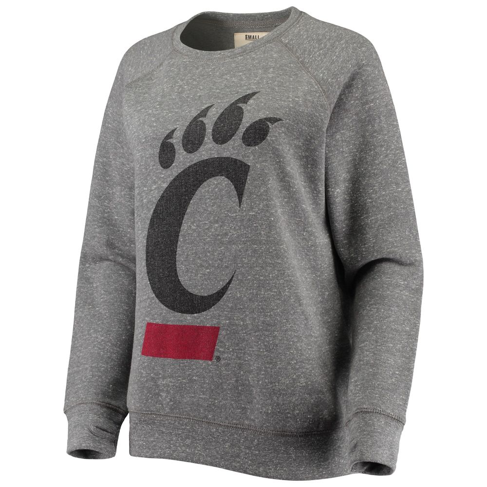 Women's Pressbox Heathered Gray Cincinnati Bearcats Big Logo Knobi Fleece Raglan Pullover Sweatshirt