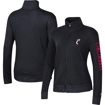 Under Armour Bearcats de Cincinnati pour femme, veste entièrement zippée en polaire noire