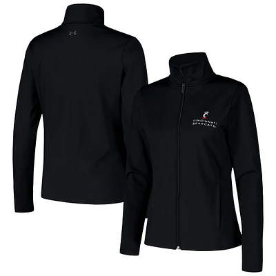 Veste noire à fermeture éclair intégrale anti-transpiration Soft Motion des Bearcats de Cincinnati Under Armour pour femme