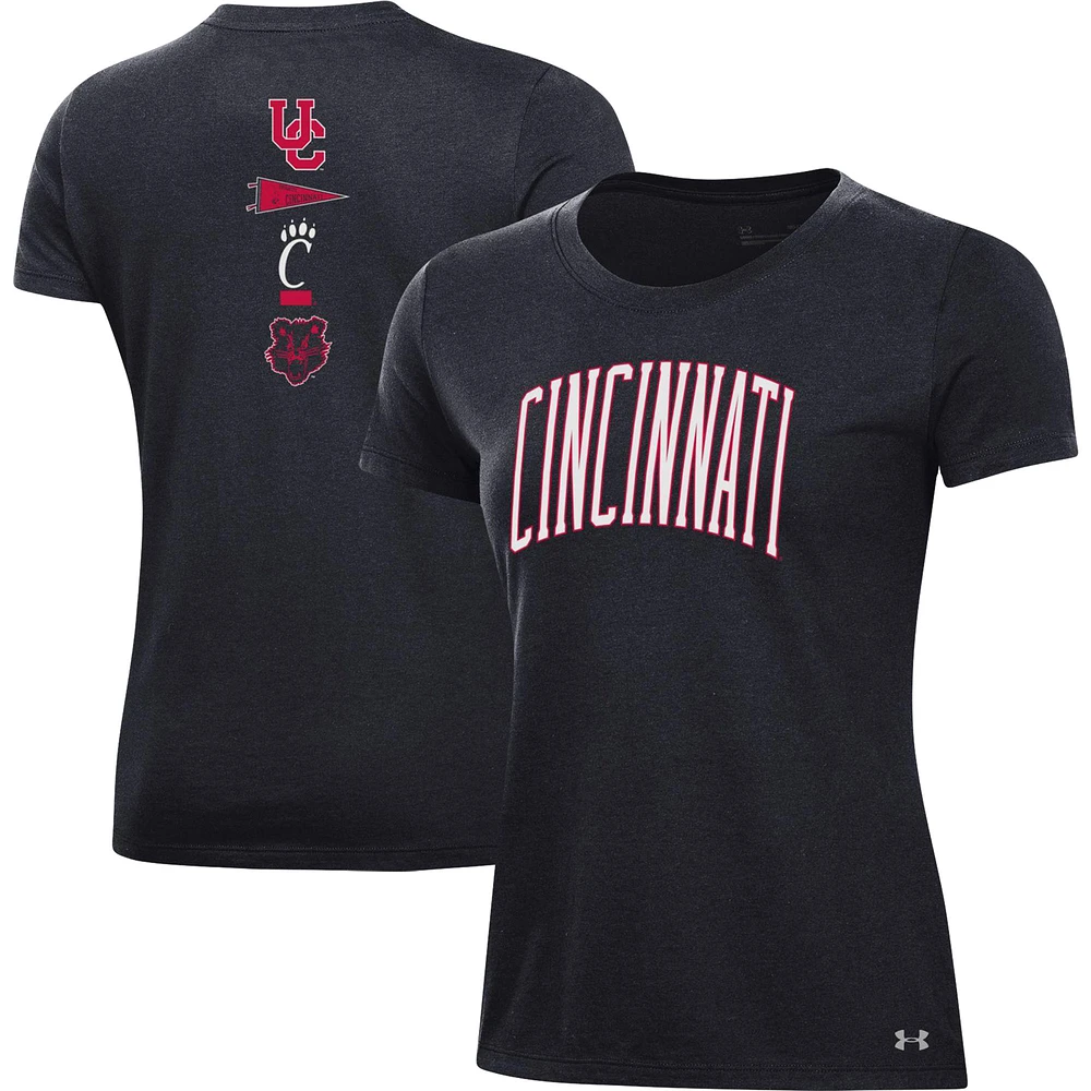 Women's Under Armour Black Cincinnati Bearcats Two-Hit T-Shirt