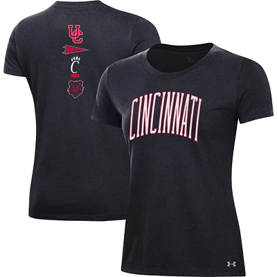 T-shirt à deux coups des Bearcats de Cincinnati Under Armour pour femme, noir