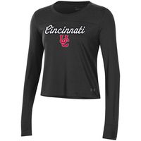 Women's Under Armour Black Cincinnati Bearcats Vault Cropped Long Sleeve T-Shirt