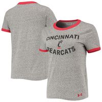 Women's Under Armour Heathered Gray Cincinnati Bearcats Siro Slub Tri-Blend Ringer T-Shirt