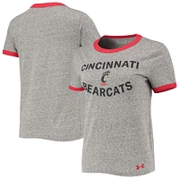 T-shirt Under Armour gris Cincinnati Bearcats Siro Slub Tri-Blend Ringer pour femme