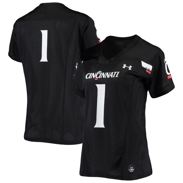 Maillot de football réplique Under Armour #1 noir des Bearcats Cincinnati pour femme