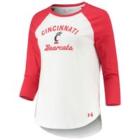 Women's Under Armour White/Red Cincinnati Bearcats Baseball Raglan 3/4 Sleeve T-Shirt