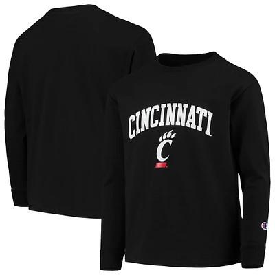 T-shirt à manches longues Champion Cincinnati Bearcats Arch Logo pour jeune, noir