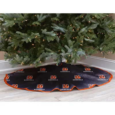 Black Cincinnati Bengals Micro Plush Christmas Tree Skirt