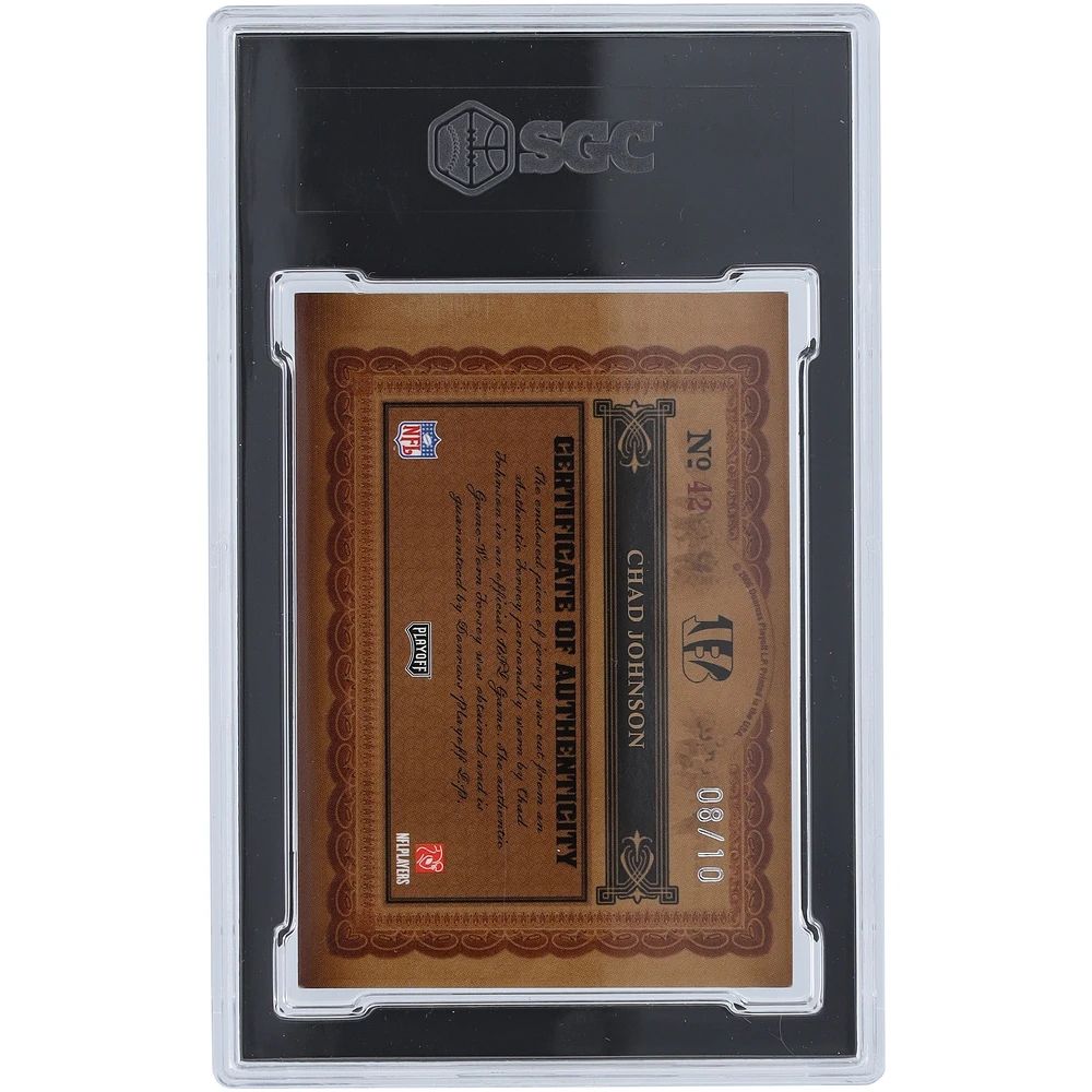Chad Johnson Cincinnati Bengals 2006 Playoff National Treasures Reebok Logo Relic #42 #8/10 SGC Carte authentifiée 8.5