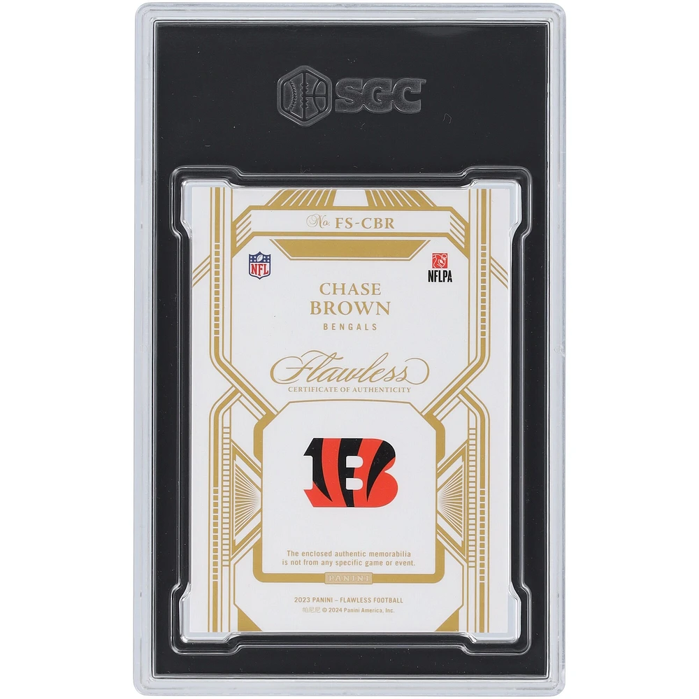 Carte recrue authentifiée 9,5 Panini Flawless Nike Swoosh Relic #FS-CBR #1/2 SGC Chase Brown Cincinnati Bengals 2023