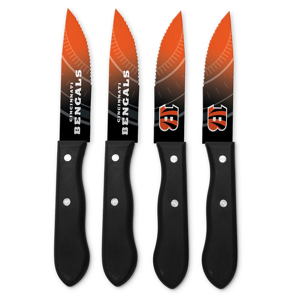 Ensemble de 4 couteaux à steak en acier inoxydable Cincinnati Bengals