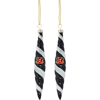 Cincinnati Bengals Two-Pack Swirl Blown Glass Ornament Set