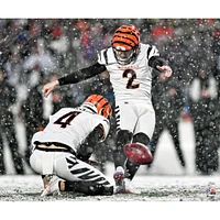 Evan McPherson Cincinnati Bengals Unsigned Kicks Snow Photograph