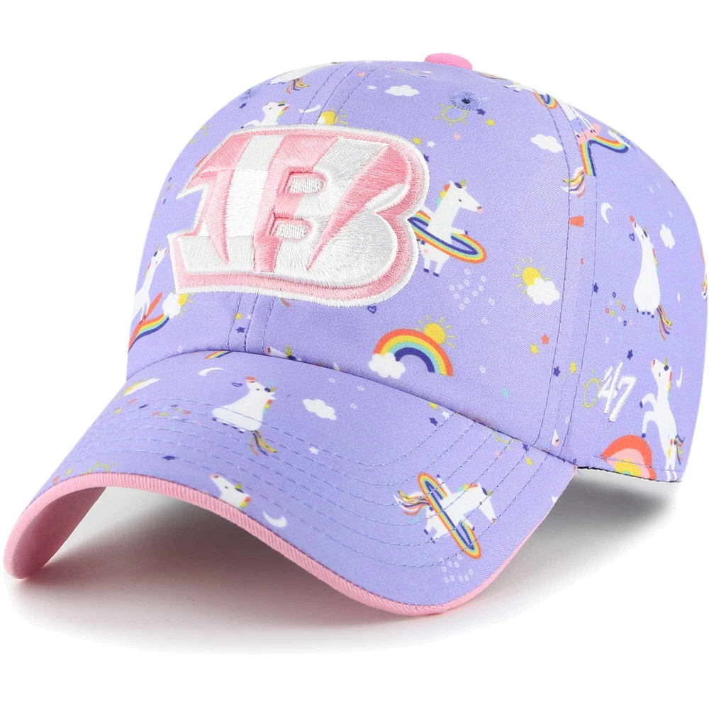 Girls Preschool '47 Lavender Cincinnati Bengals Unicorn Clean Up Adjustable Hat