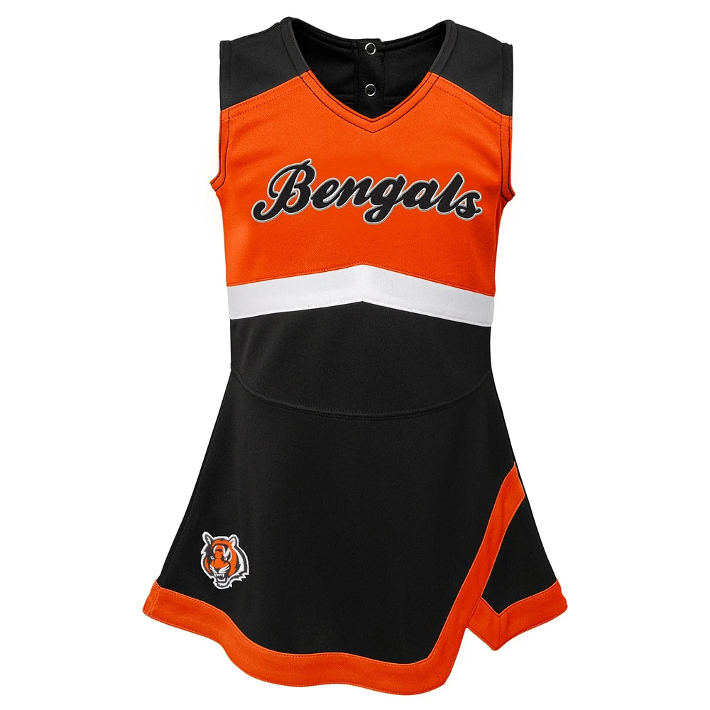 Girls Toddler Black Cincinnati Bengals Cheer Captain Dress with Bloomers