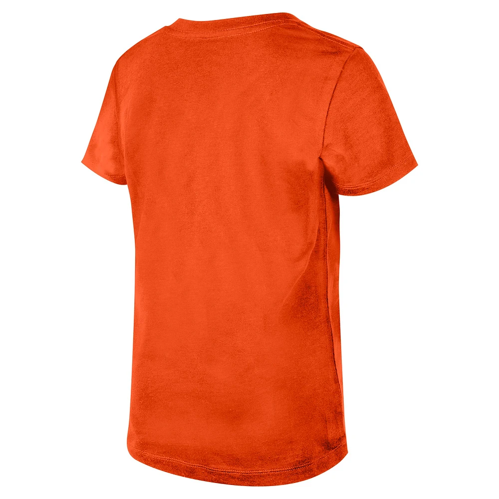 Girls Youth New Era Orange Cincinnati Bengals Flip Sequin V-Neck T-Shirt