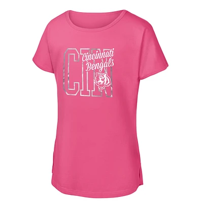 T-shirt rose pour jeunes filles des Bengals de Cincinnati, Dolman, signaleur