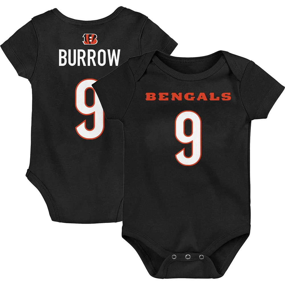 Bébé Joe Burrow Noir Cincinnati Bengals Mainliner Joueur Nom & Numéro Body