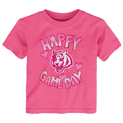 T-shirt rose pour bébé Cincinnati Bengals Happy Gameday